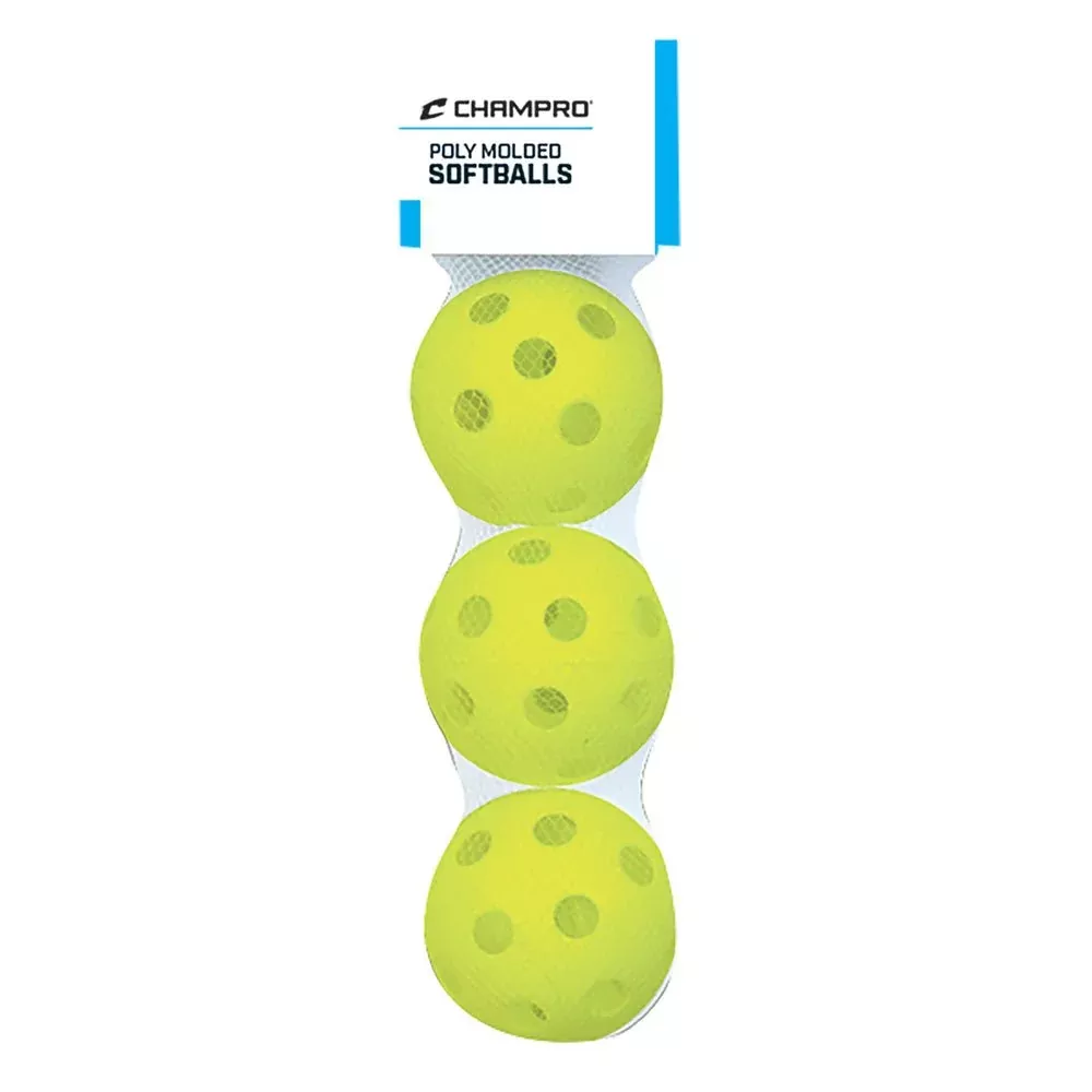Champro CSB-51B 12 " Poly Balls-3 Pk Optic Yel