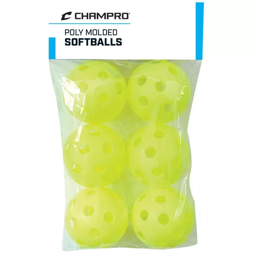 Champro CSB-51C 12 " Poly Balls-6 Pk Optic Yel