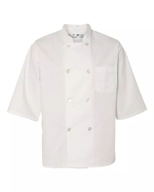 Chef Designs 0404 Half Sleeve Chef Coat - 7.25 oz. 65/35 Poly/Cotton Twill Double-Breasted Short-Sleeve Chef Coat | S-4XL