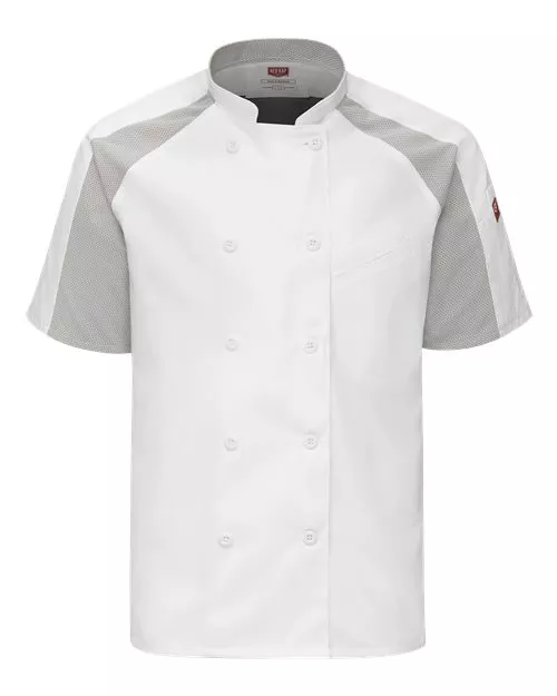 Chef Designs 052M Airflow Raglan Chef Coat - 65/35 Poly/Cotton with Performance Mesh Back OilBlok Men's Raglan Chef Coat | S-4XL