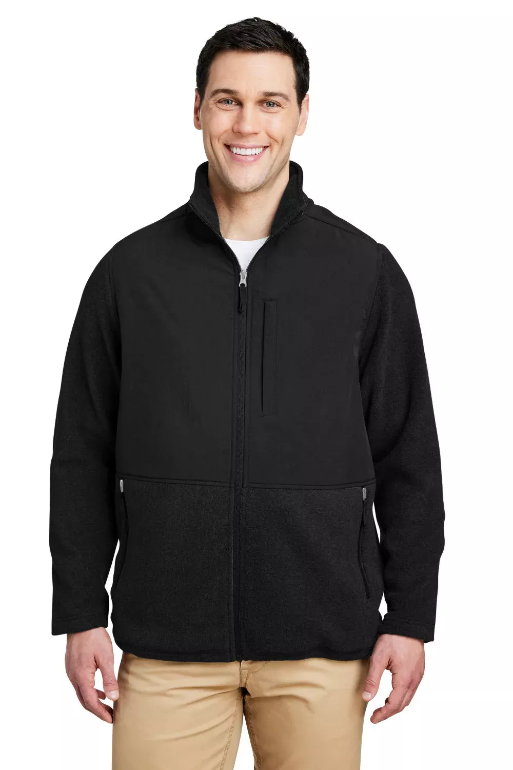 Core 365 Mens Journey Summit Hybrid Full Zip Jacket - Black