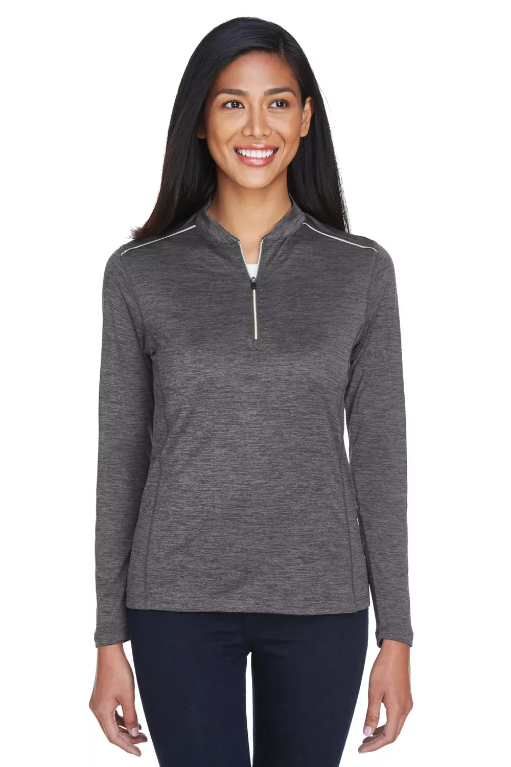 Core 365 Womens Kinetic Performance Moisture Wicking 1/4 Zip Sweatshirt - Carbon Grey/Black - Closeout