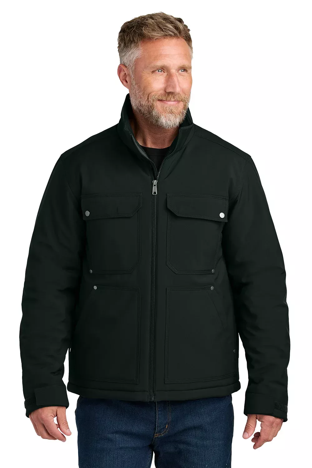 CornerStone Mens Insulated Workwear Soft Shell Full Zip Jacket - Black