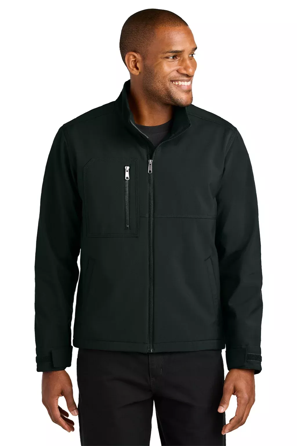 CornerStone Mens Workwear Water Resistant Soft Shell Full Zip Jacket - Black