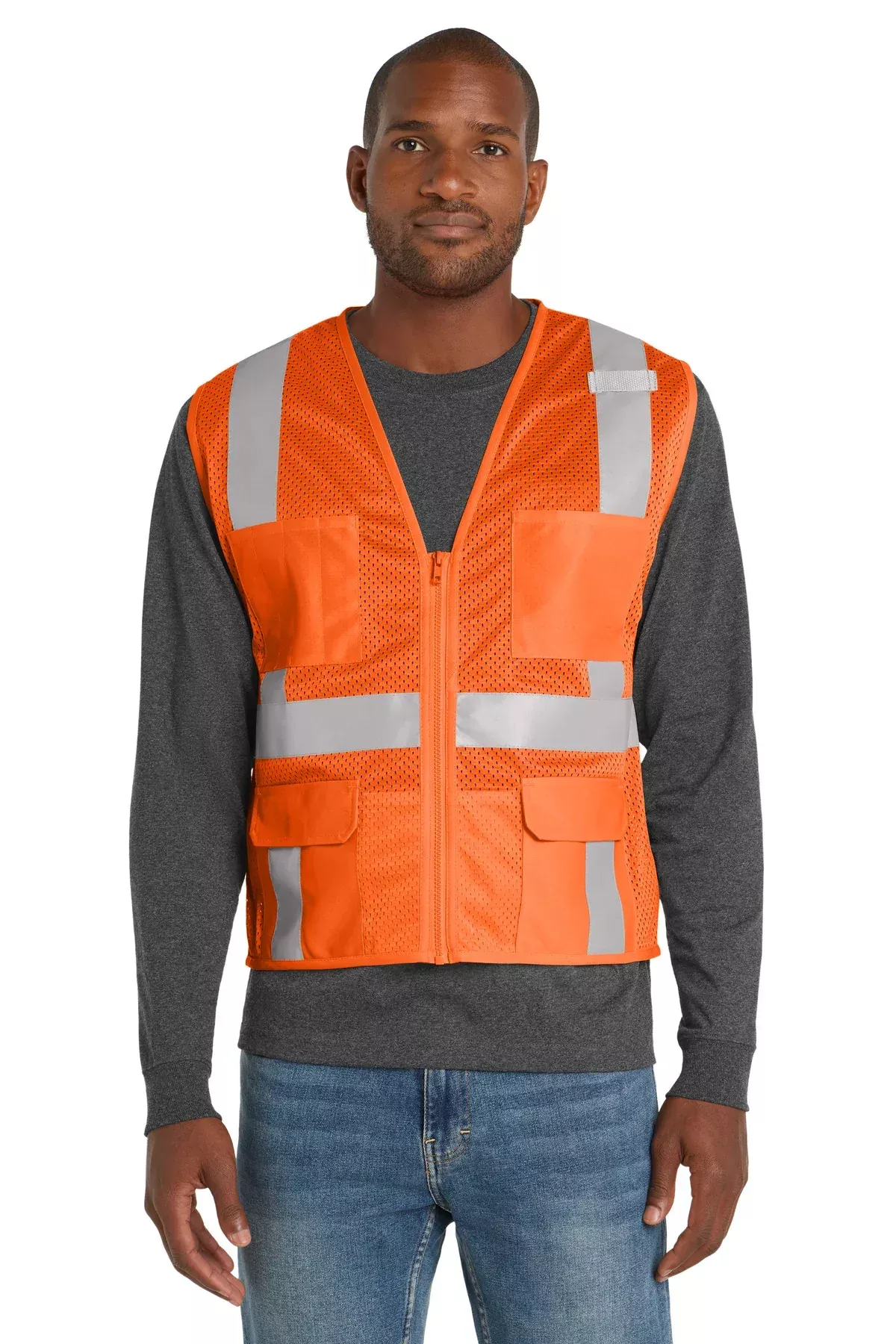 CornerStoneANSI 107 Class 2 Mesh Six-Pocket Zippered Vest. CSV104