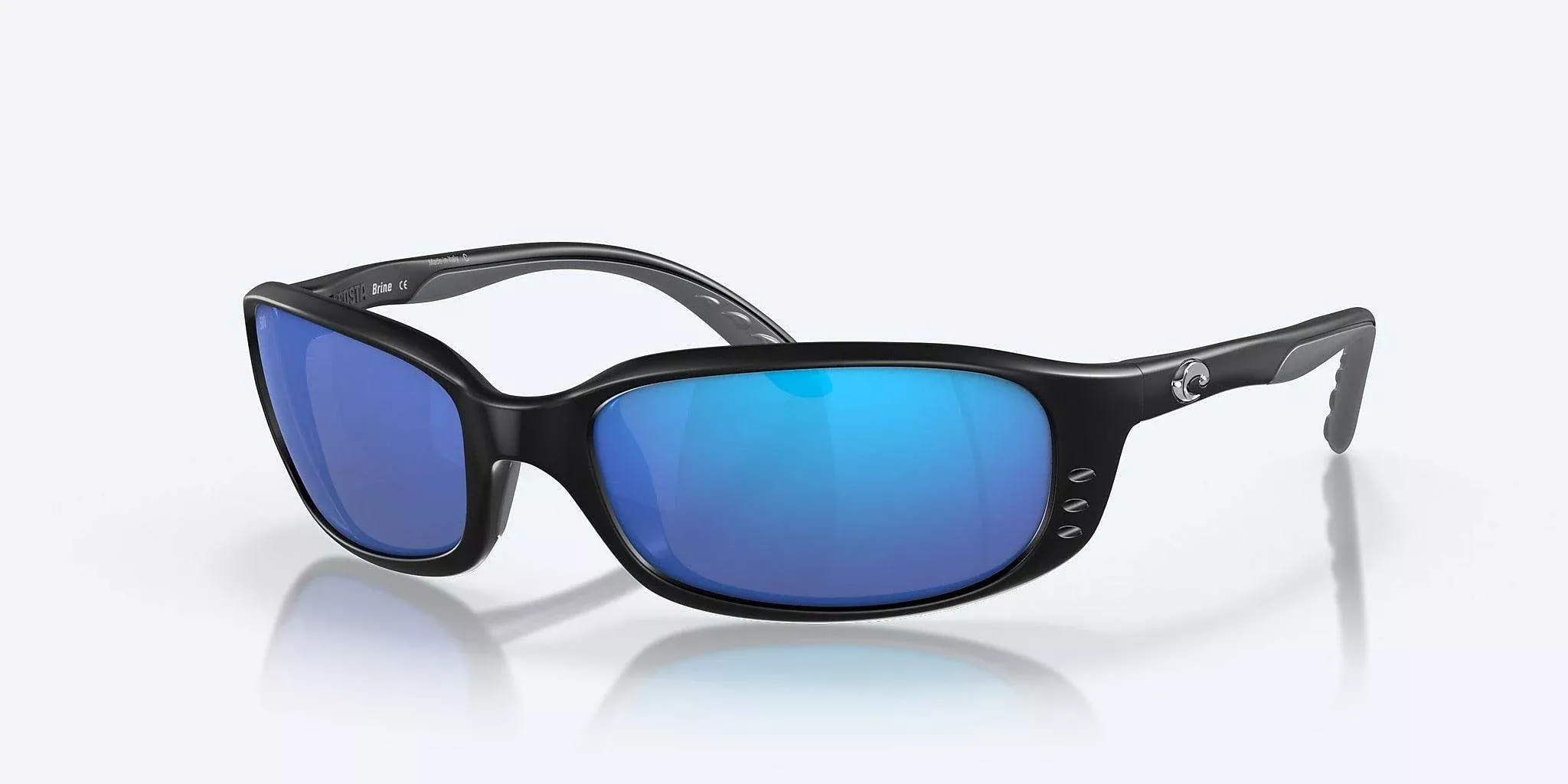 Costa Brine Matte Black Frame Sunglasses – Blue Mirror 580G Lenses for Enhanced Clarity and UV Protection