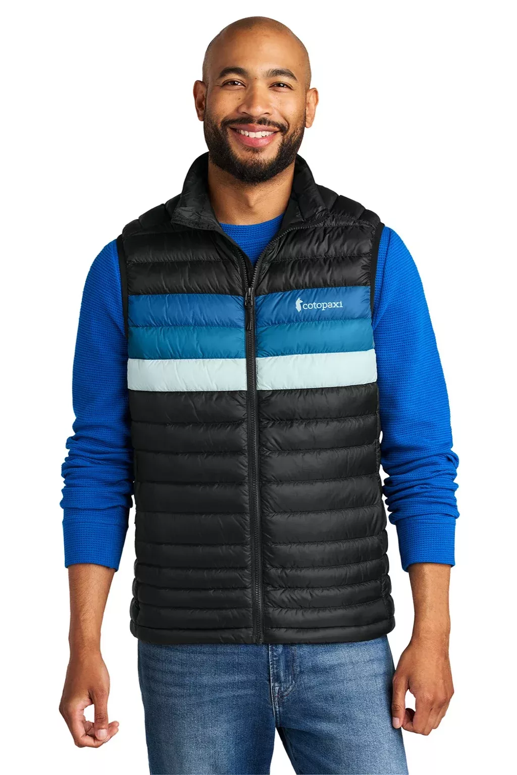 Cotopaxi Mens Fuego Full Zip Down Vest - Black/Atlantic Blue