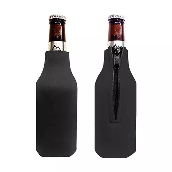 Custom 12 oz Bottle Zipper Koozies - #FZIP