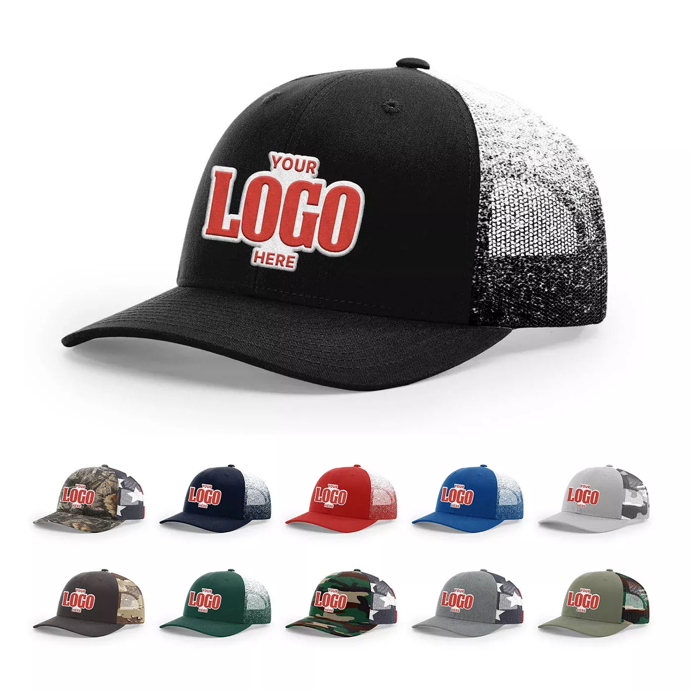 Custom Embroidered Richardson 112PM Printed Mesh Back Trucker Cap, Snapback Hat