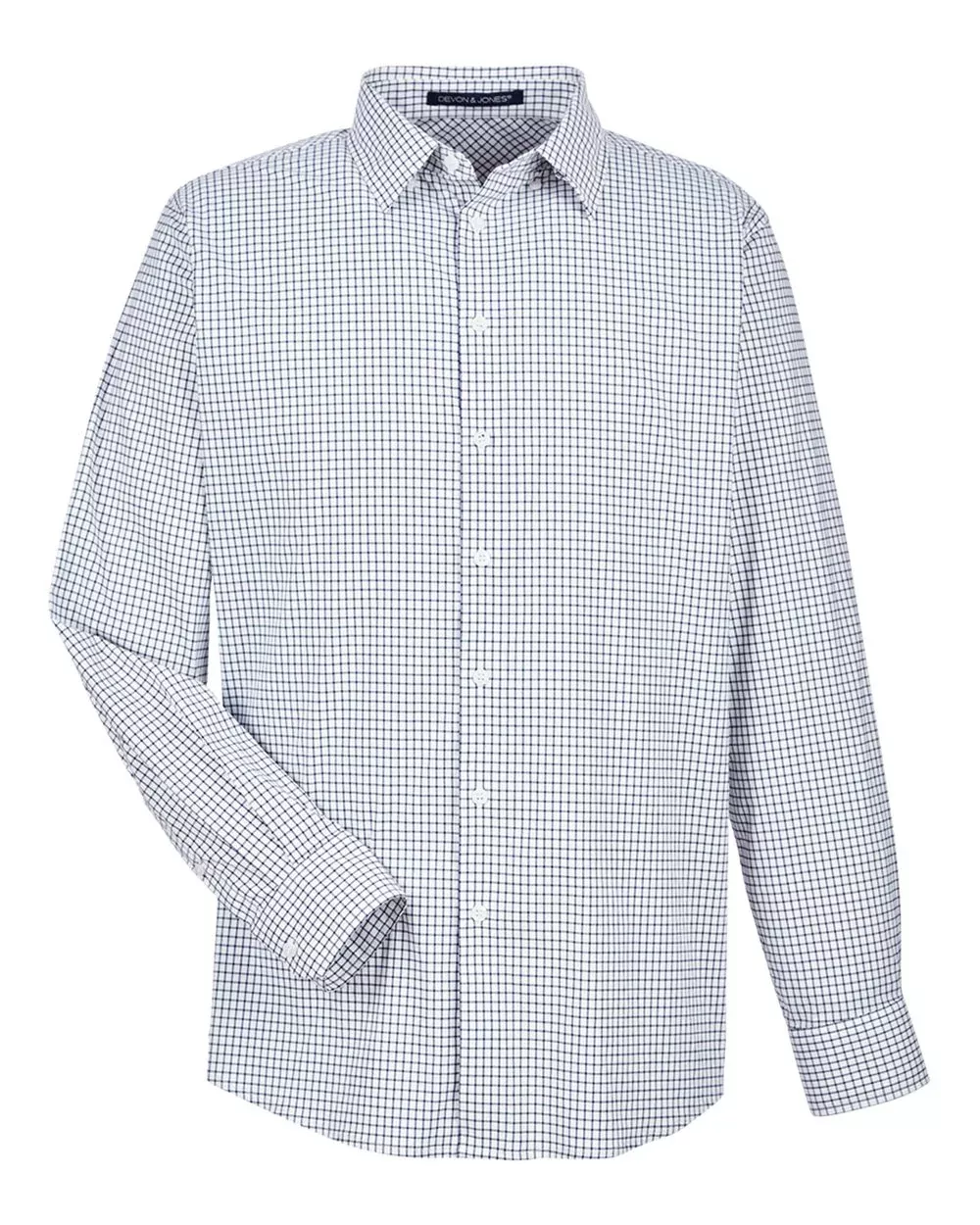Devon & Jones Men's CrownLux Performance Micro Windowpane Woven Dress Shirt