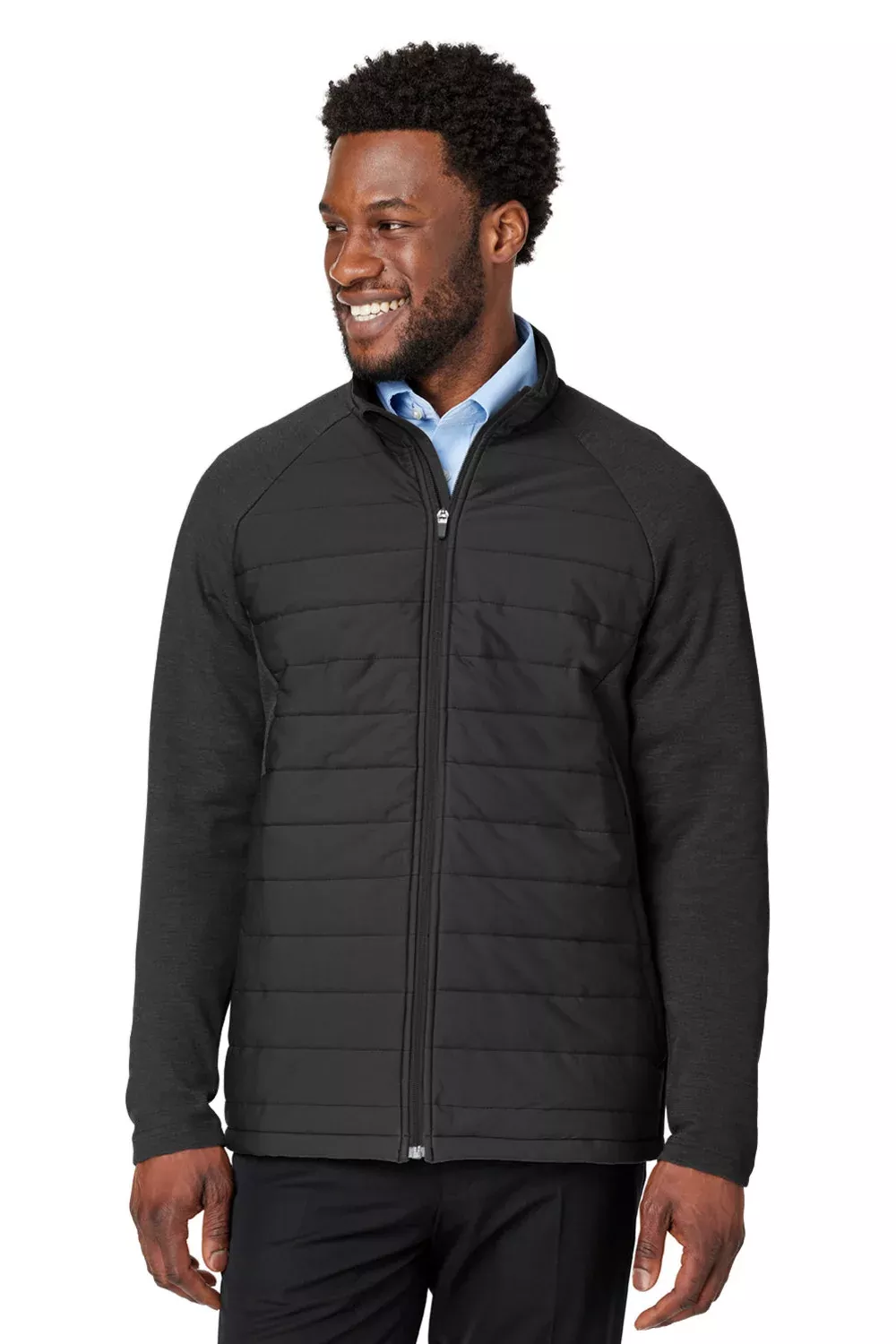 Devon & Jones Mens New Classics Charleston Hybrid Full Zip Jacket - Black Melange/Black