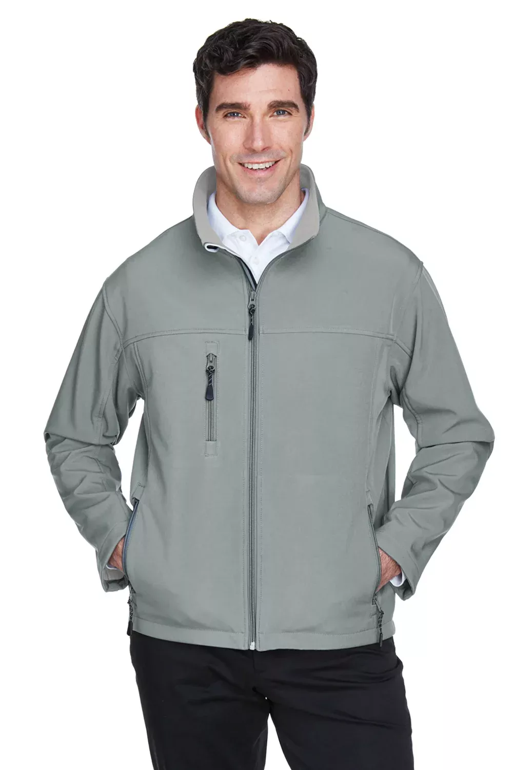 Devon & Jones Mens Wind & Water Resistant Full Zip Jacket - Charcoal Grey - Closeout