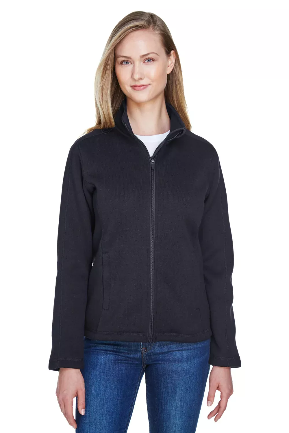 Devon & Jones Womens Bristol Pill Resistant Sweater Fleece Full Zip Jacket - Black