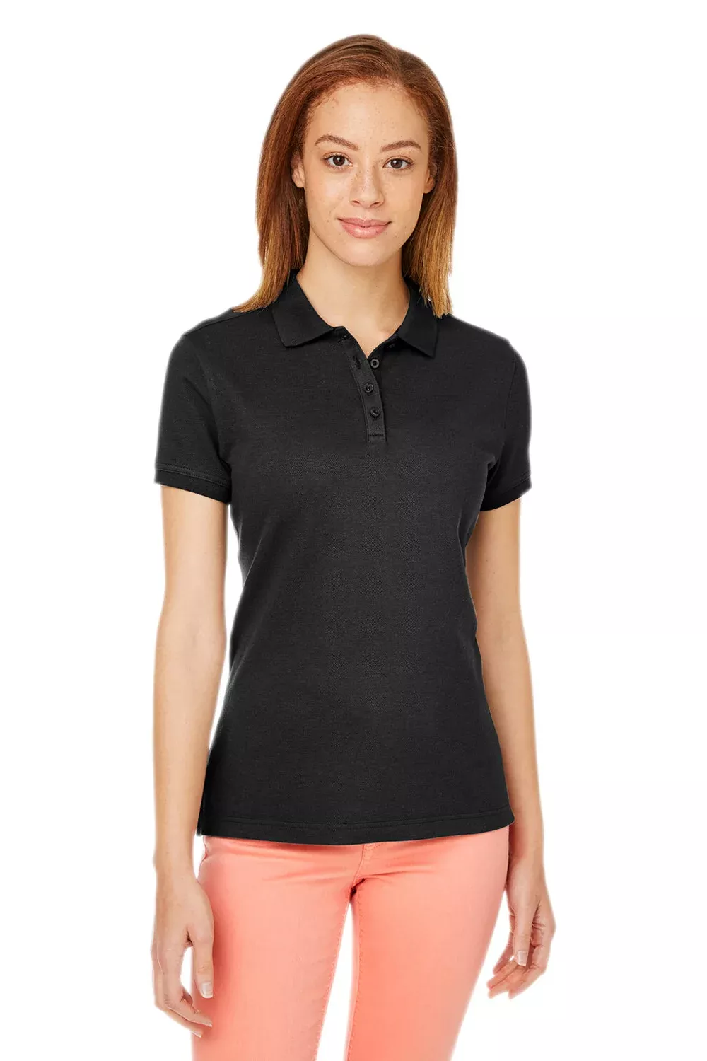 Devon & Jones Womens New Classics Performance Moisture Wicking Short Sleeve Polo Shirt - Black - Closeout