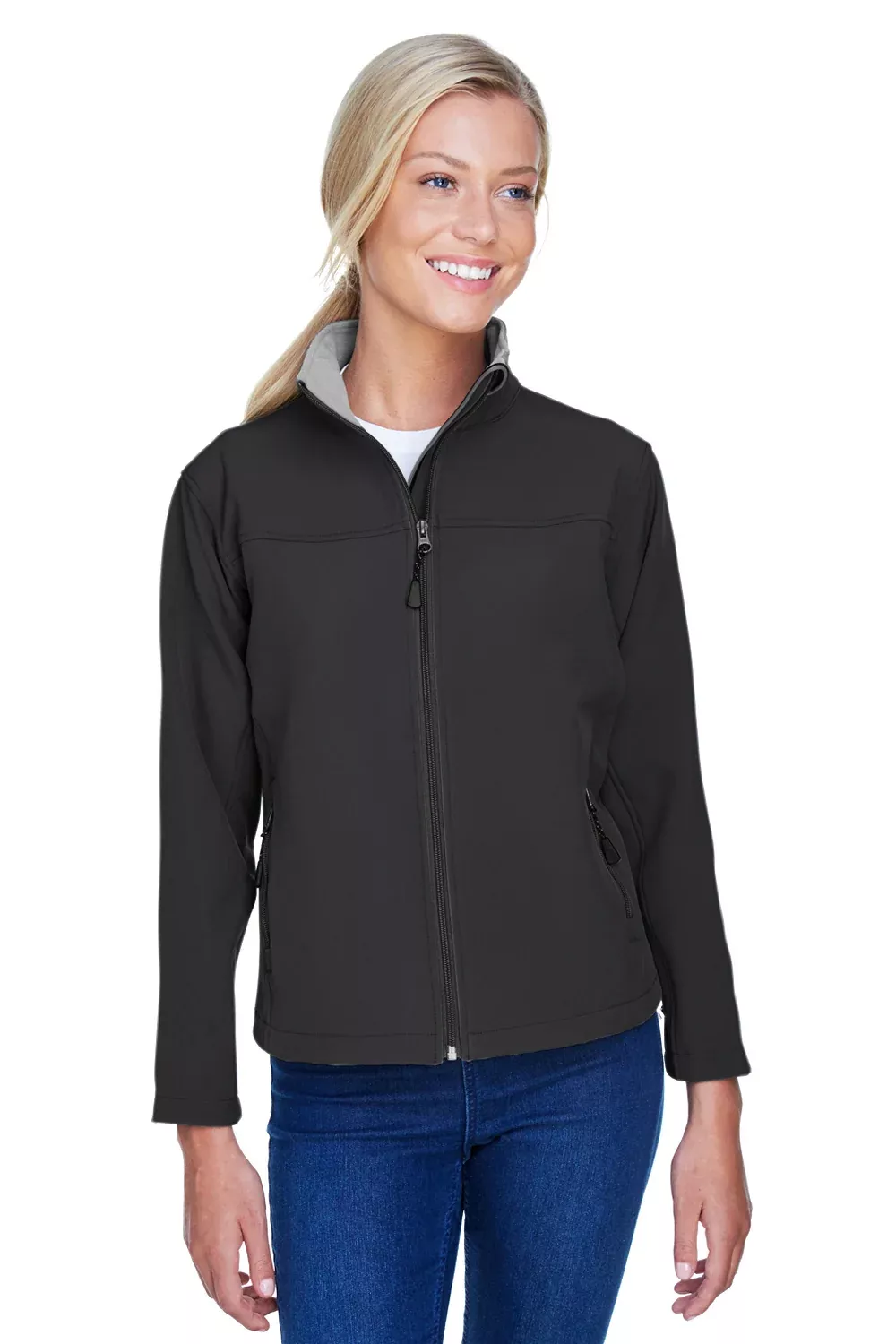 Devon & Jones Womens Wind & Water Resistant Full Zip Jacket - Black - Closeout