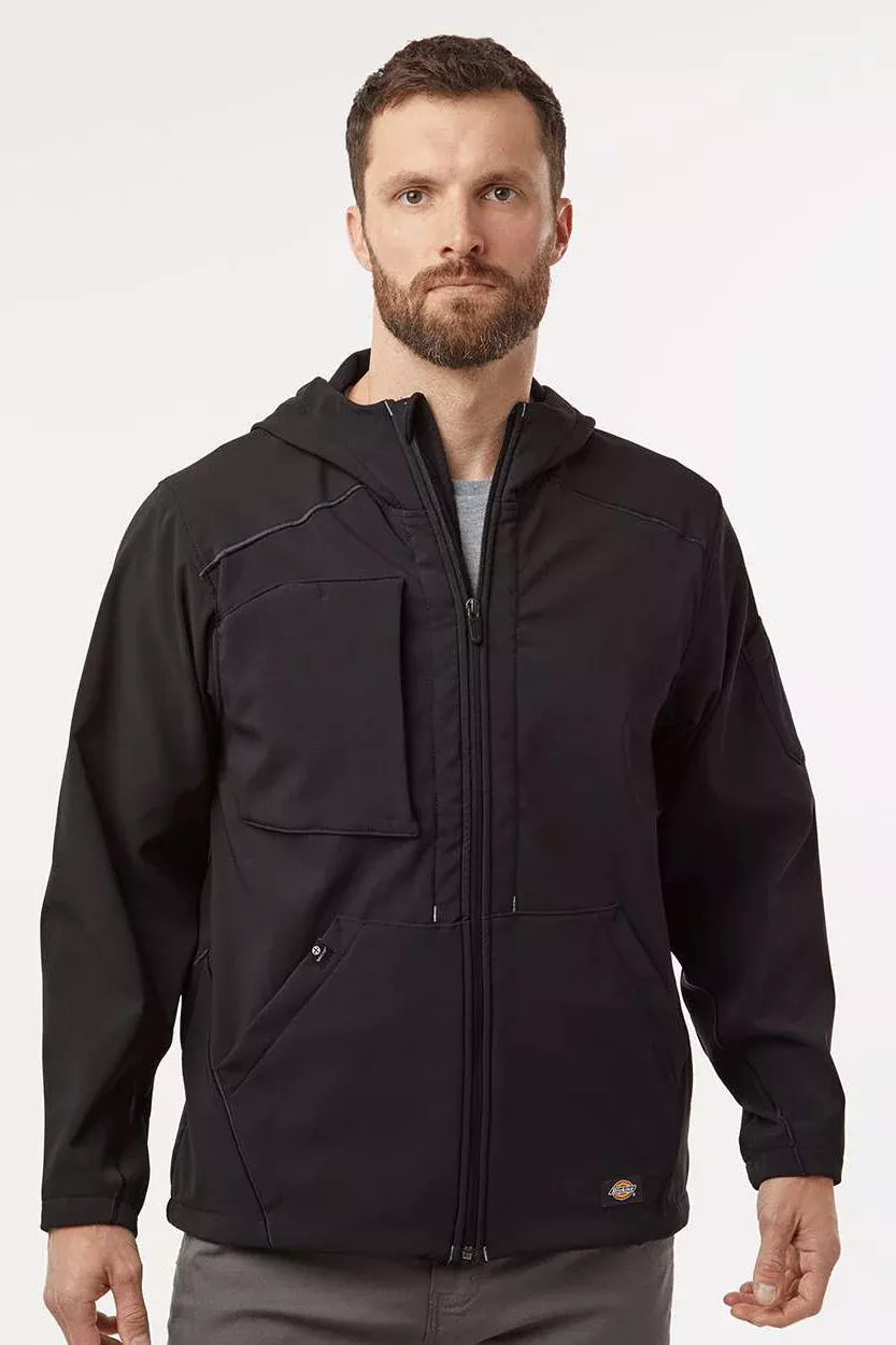 Dickies Mens Protect Wind & Water Resistant Full Zip Hooded Jacket - Black