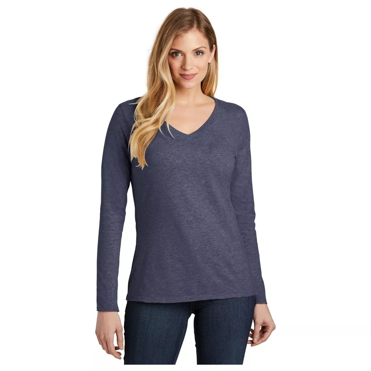 District DT6201 Women's Very Important Tee Long Sleeve V-Neck