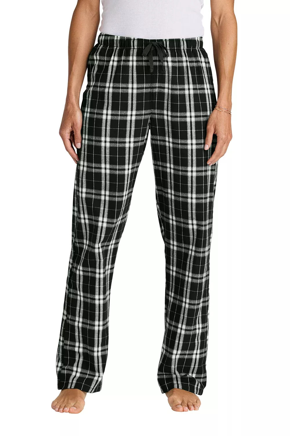 District Womens Flannel Plaid Lounge Pants - Black