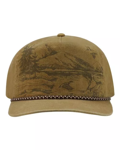 DRI DUCK 3337 Mallard Nature Scene Cap – 100% Pigment-Dyed Cotton Twill 5-Panel Unstructured Snapback