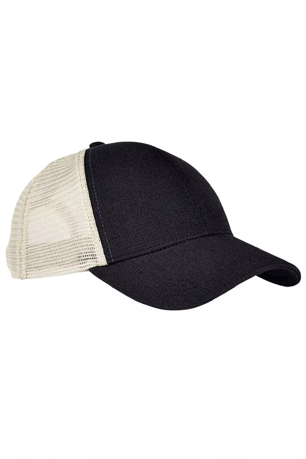 Econscious Hats Mens Washed Hemp Blend Snapback Trucker Hat - Black/Oyster