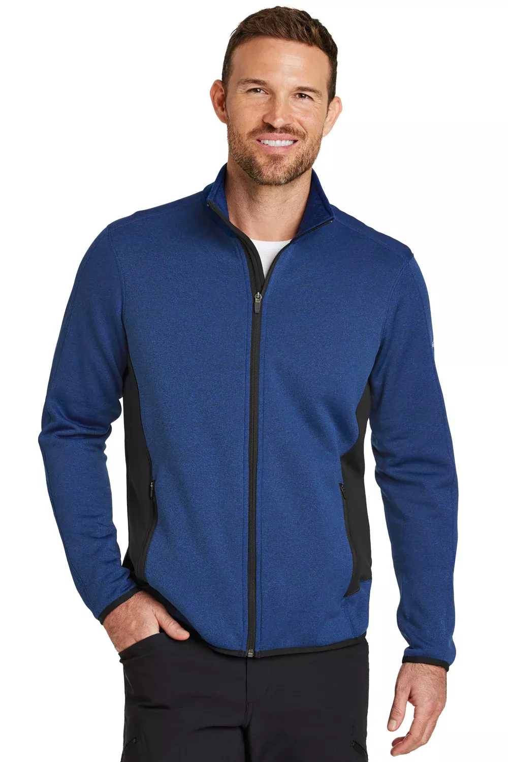 Eddie Bauer Mens Full Zip Fleece Jacket - Heather Blue - Closeout