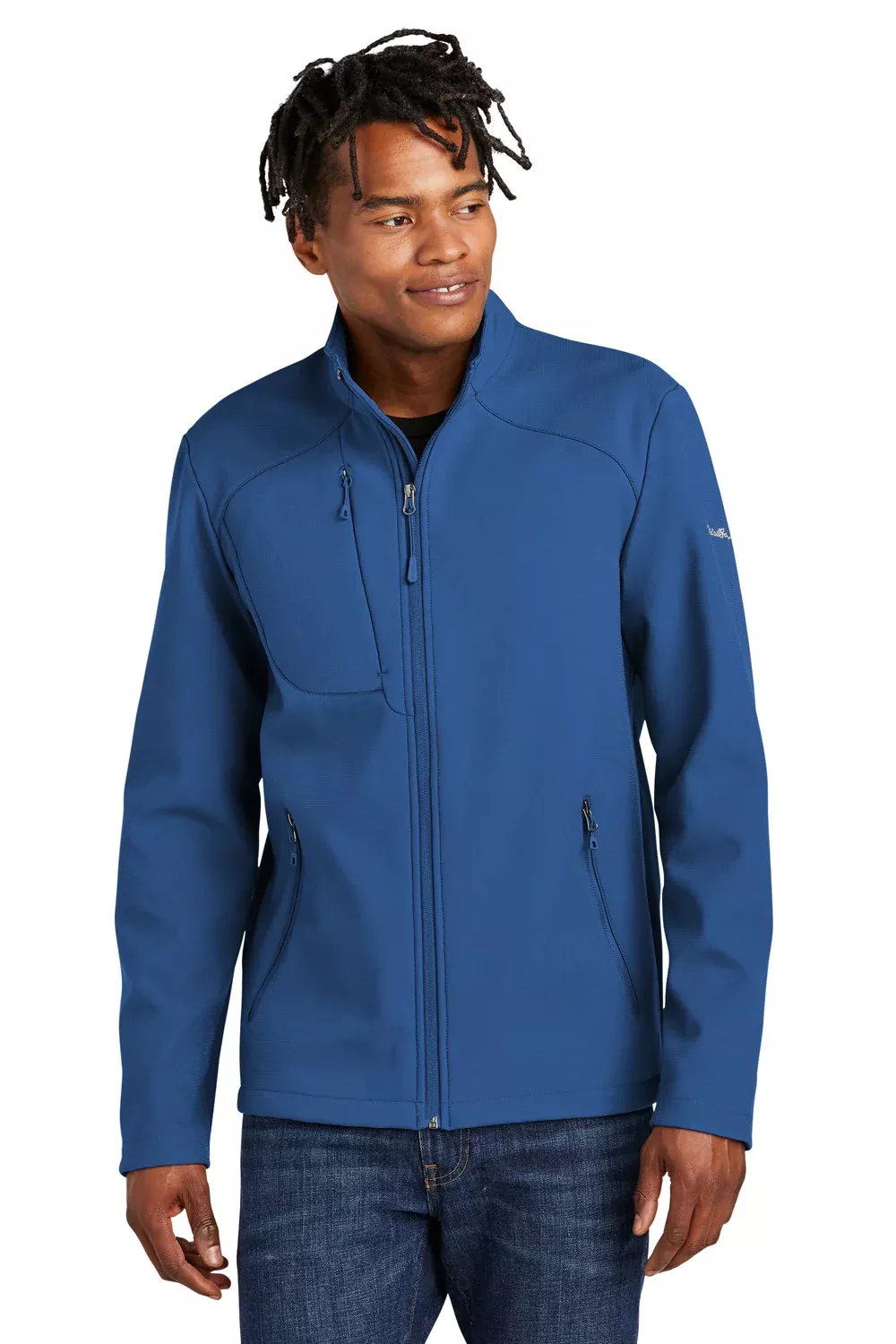 Eddie Bauer Mens Water Resistant Stretch Full Zip Soft Shell Jacket - Cobalt Blue