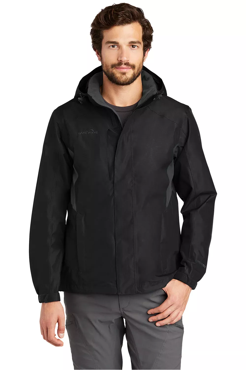 Eddie Bauer Mens Waterproof Full Zip Hooded Jacket - Black