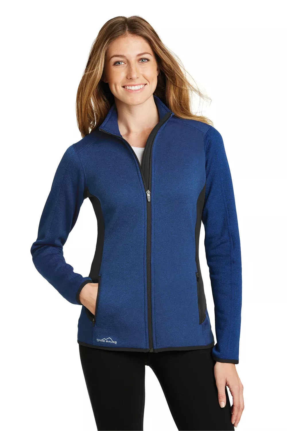 Eddie Bauer Womens Full Zip Fleece Jacket - Heather Blue - Closeout