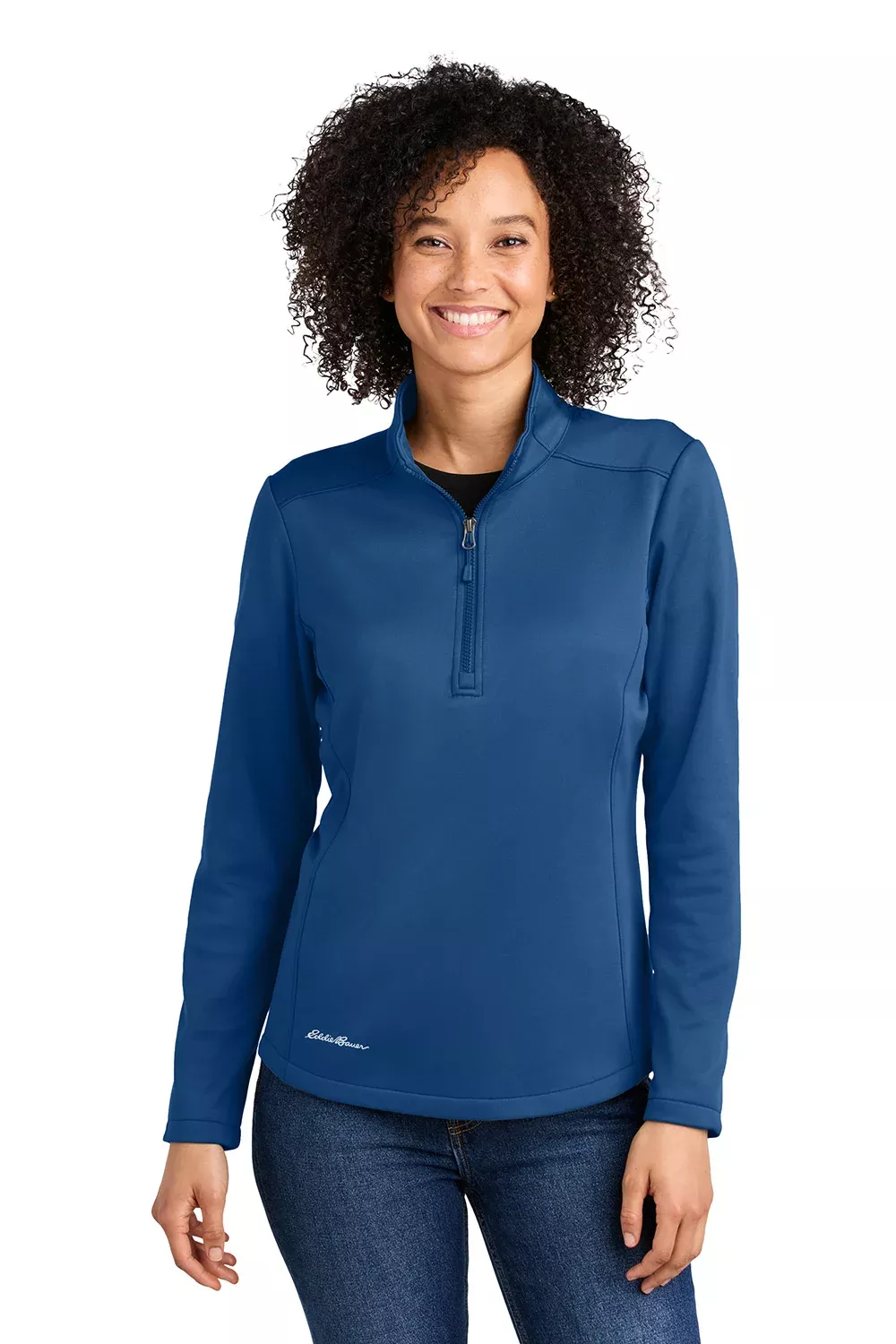 Eddie Bauer Womens Smooth Fleece 1/4 Zip Sweatshirt - Cobalt Blue