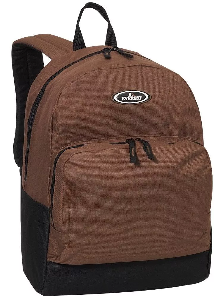 Everest Backpack Book Bag - Back to School Classic Two-Tone with Front Organizer 1045A