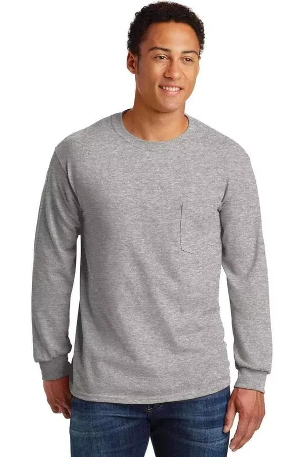 Gildan G241 Ultra, 100% Cotton Long Sleeve T-Shirt with Pocket