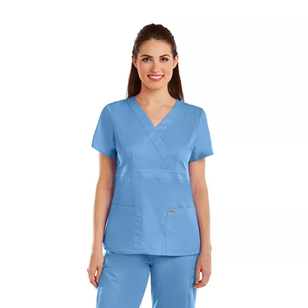 Grey's Anatomy Women's Ceil Blue Mock Wrap Top