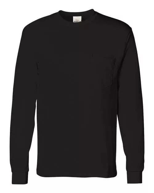 Hanes Authentic Long Sleeve Pocket T-Shirt 5596