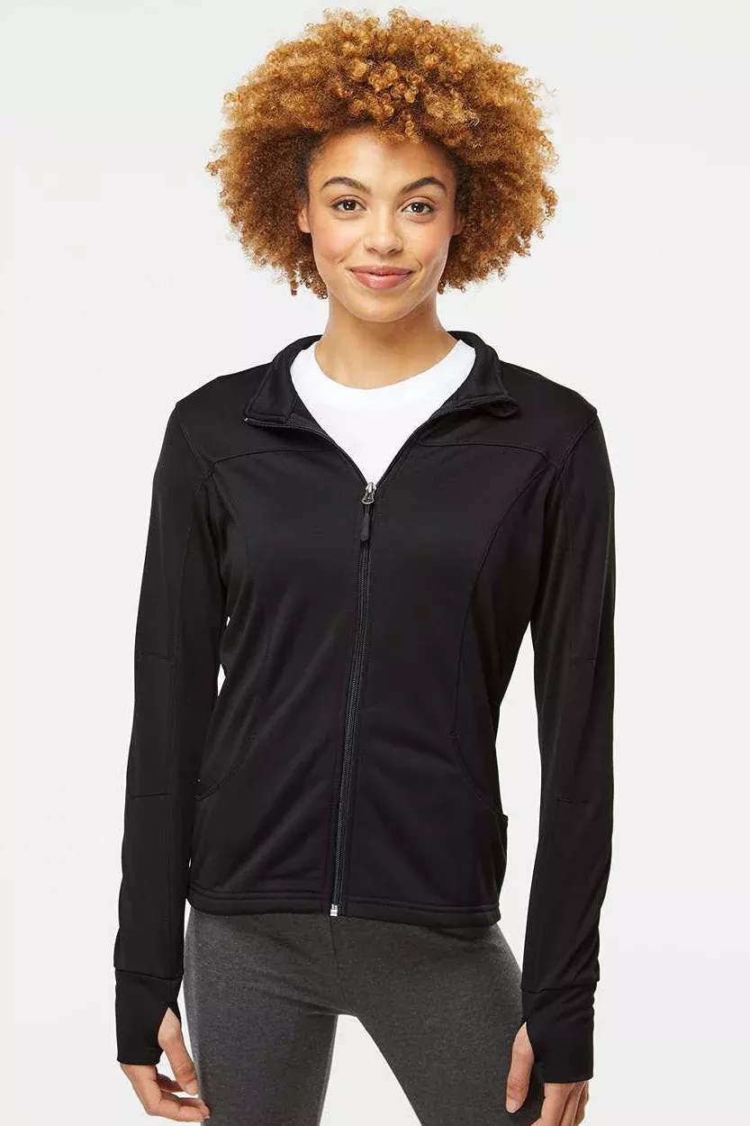 Independent Trading Company Womens Poly Tech Full Zip Track Jacket - Black