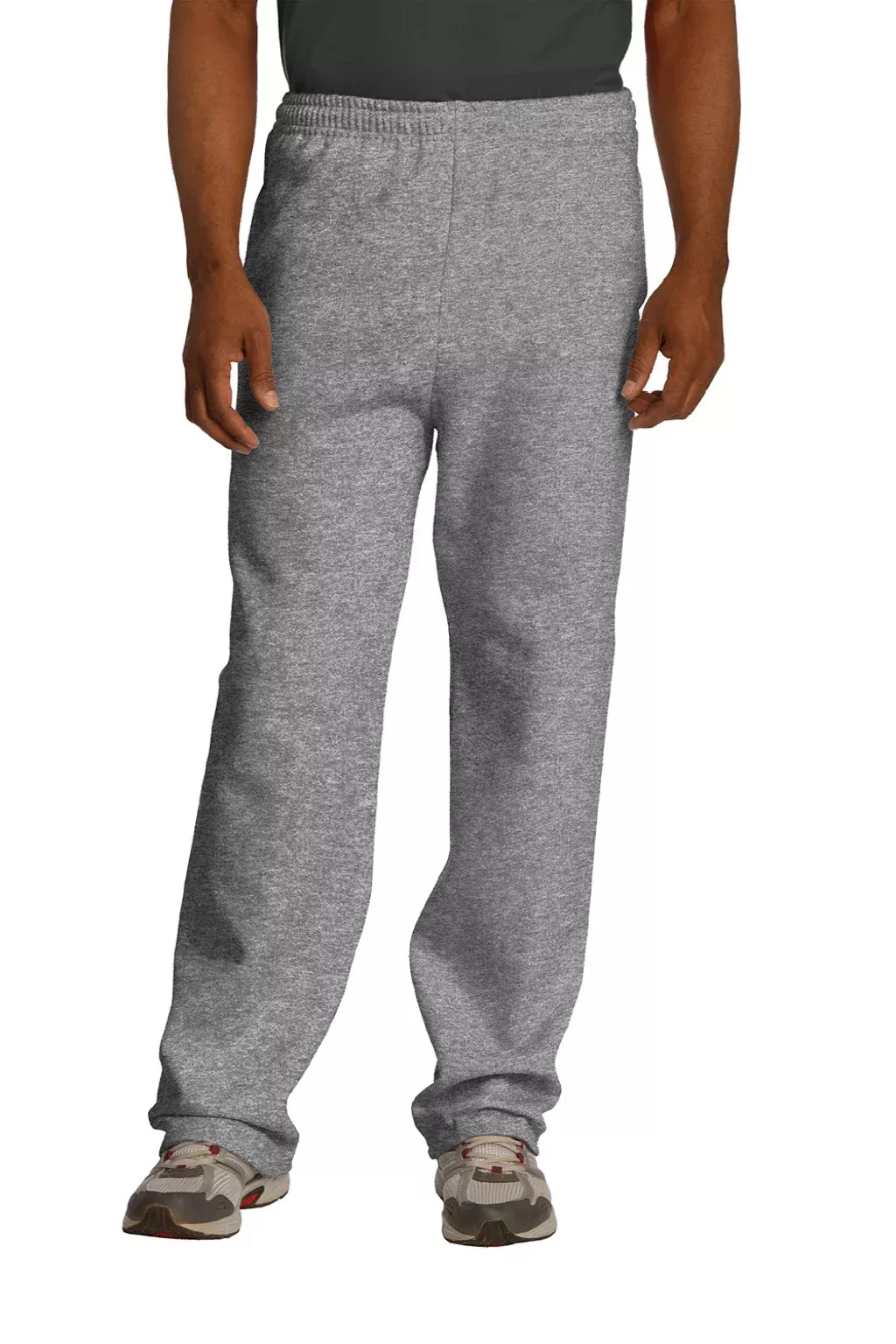 Jerzees Mens NuBlend Pill Resistant Fleece Open Bottom Sweatpants w/ Pockets - Oxford Grey