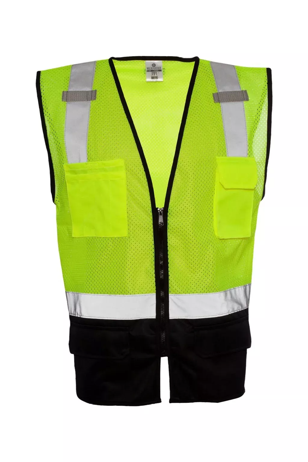 Kishigo Unisex Black Bottom Mesh Class 2 Vest - Lime Green