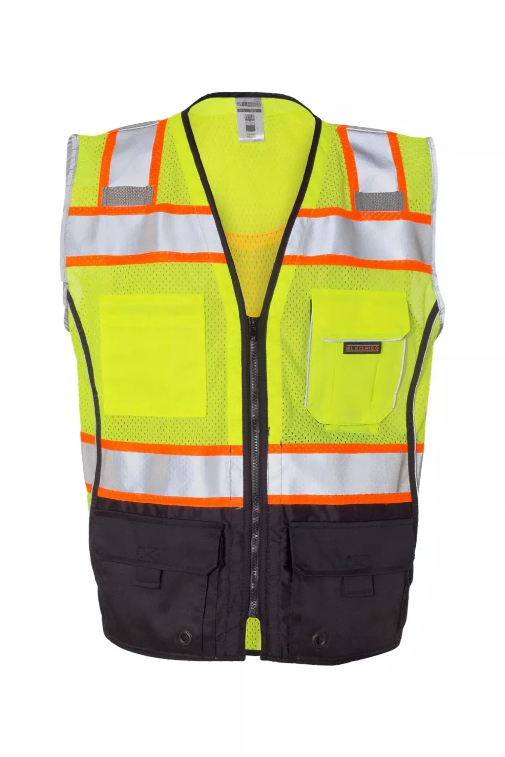 Kishigo Unisex Premium Black Series Black Bottom Class 2 Vest - Lime Green
