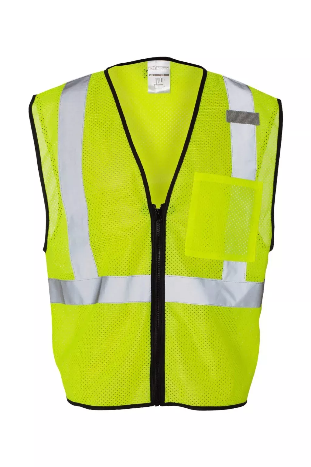 Kishigo Unisex Single Pocket Zipper Mesh Class 2 Vest - Lime Green
