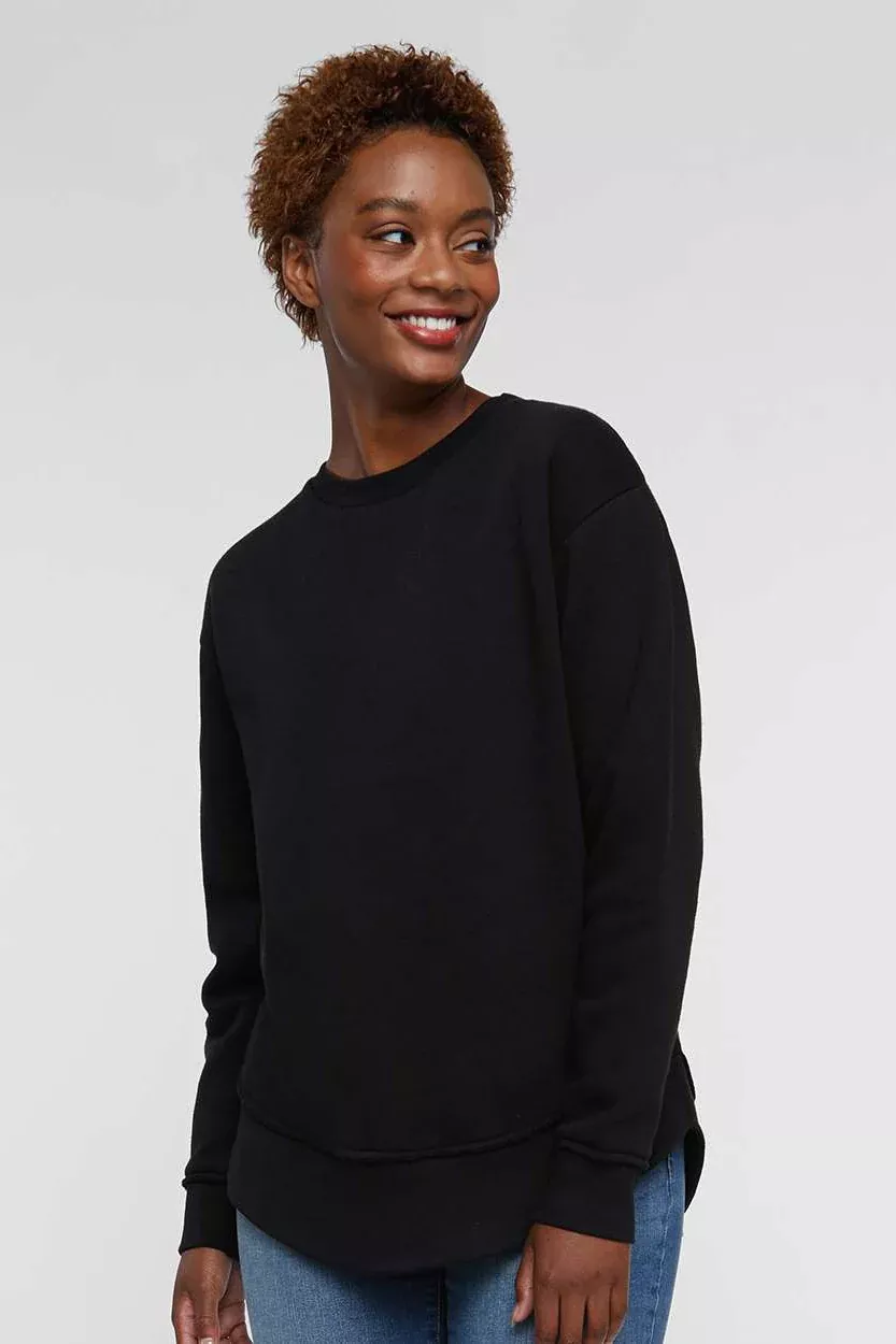 LAT Womens Weekend Fleece Crewneck Sweatshirt - Black