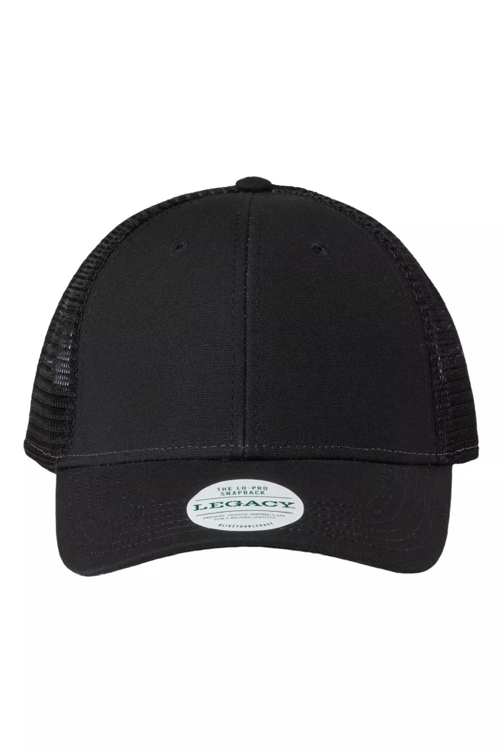 Legacy Hats Mens Lo Pro Snapback Trucker Hat - Black