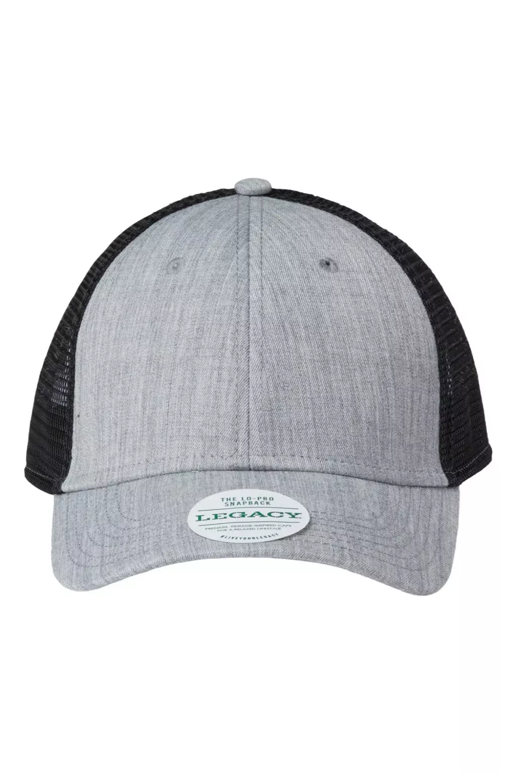 Legacy Hats Mens Lo Pro Snapback Trucker Hat - Heather Grey/Black