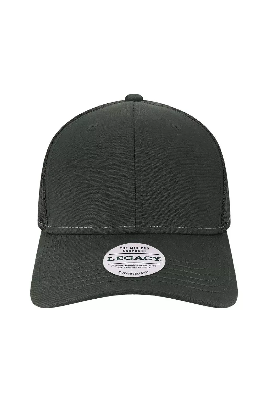 Legacy Hats Mens Mid Pro Snapback Trucker Hat - Black