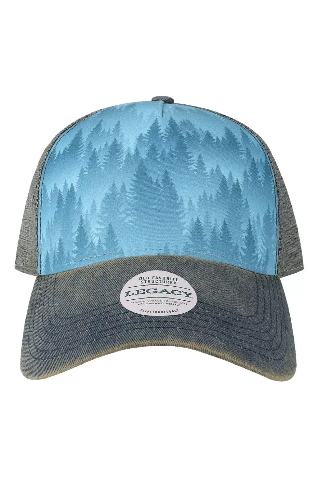 Legacy Hats Mens Old Favorite Snapback Trucker Hat - Blue Pines