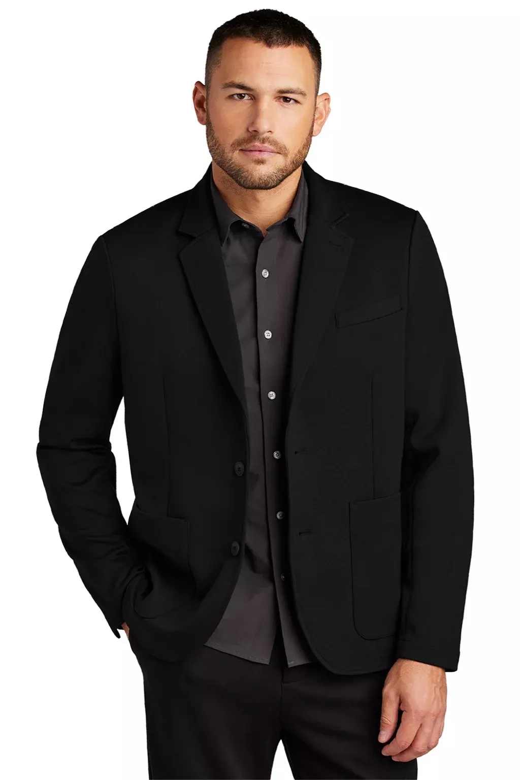 Mercer+Mettle Mens Snag Resistant Relaxed Knit Blazer w/ Pockets - Deep Black