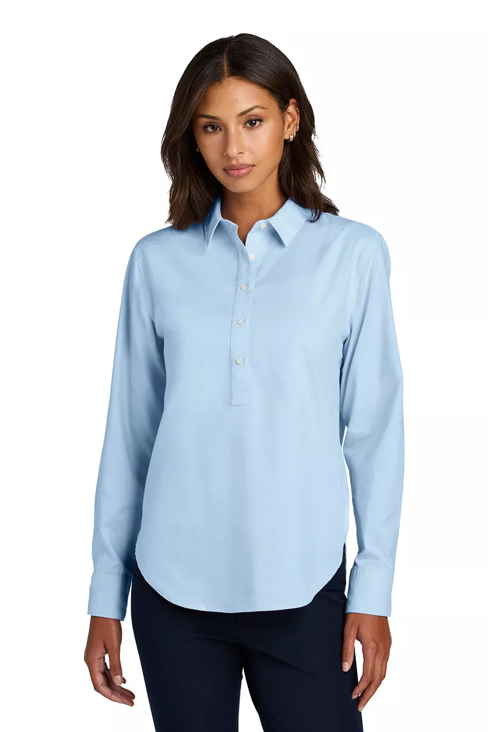 Mercer+Mettle Womens Modern Oxford Long Sleeve Button Down Shirt - Light Blue