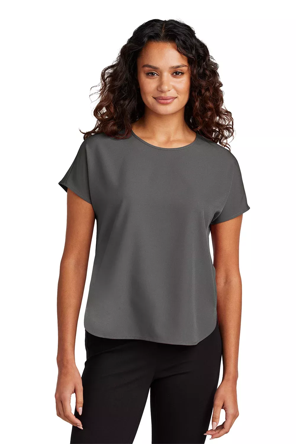 Mercer+Mettle Womens Stretch Crepe Short Sleeve Crewneck - Anchor Grey