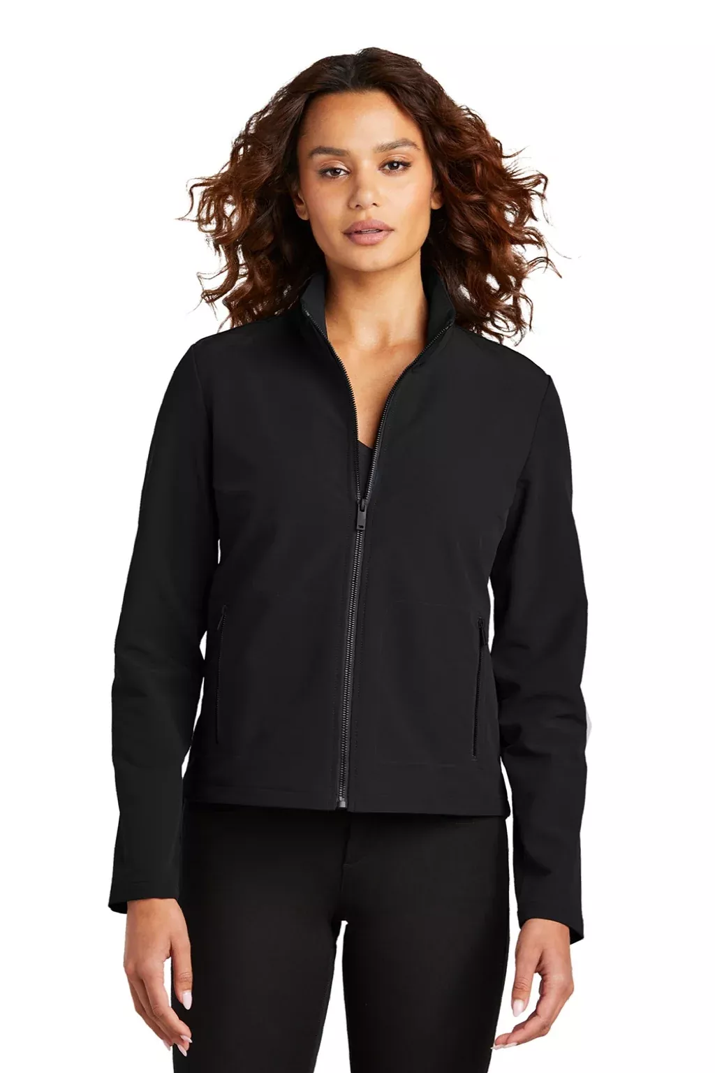 Mercer+Mettle Womens Water Resistant Soft Shell Full Zip Jacket - Deep Black