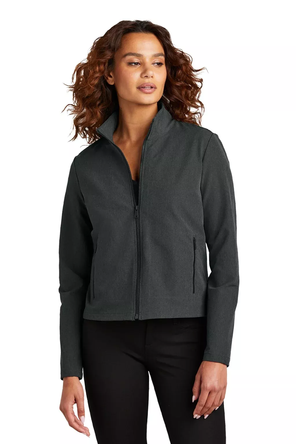 Mercer+Mettle Womens Water Resistant Soft Shell Full Zip Jacket - Heather Anchor Grey