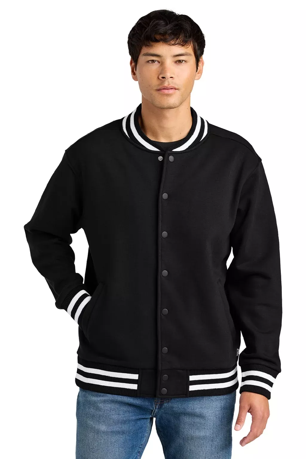 New Era Mens Varsity Heavyweight Fleece Snap Down Jacket - Black