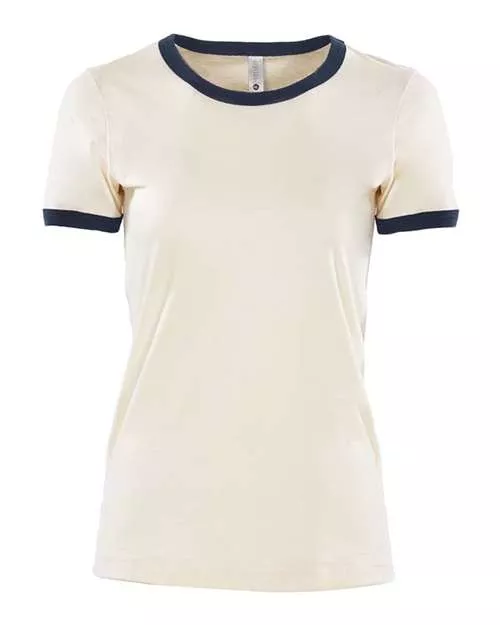 Next Level 3904 Women's Cotton Ringer Tee – 4.3 oz. Combed Ring-Spun Cotton Women's Contrast Trim Tee | S–2XL